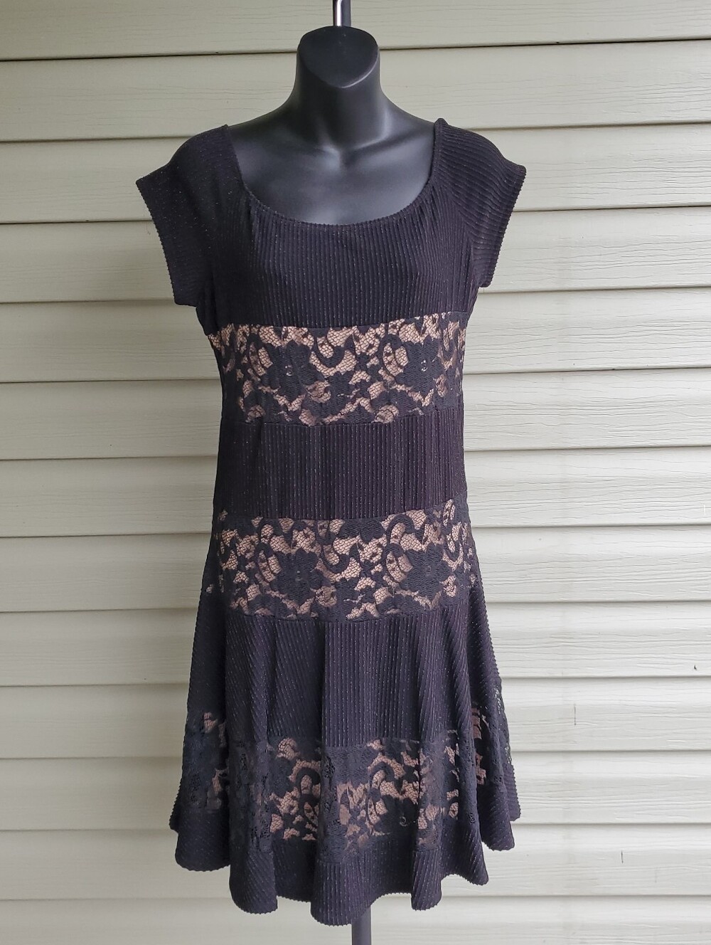 Frank Lyman Design Black Lace Cocktail Fit And Flare Dress